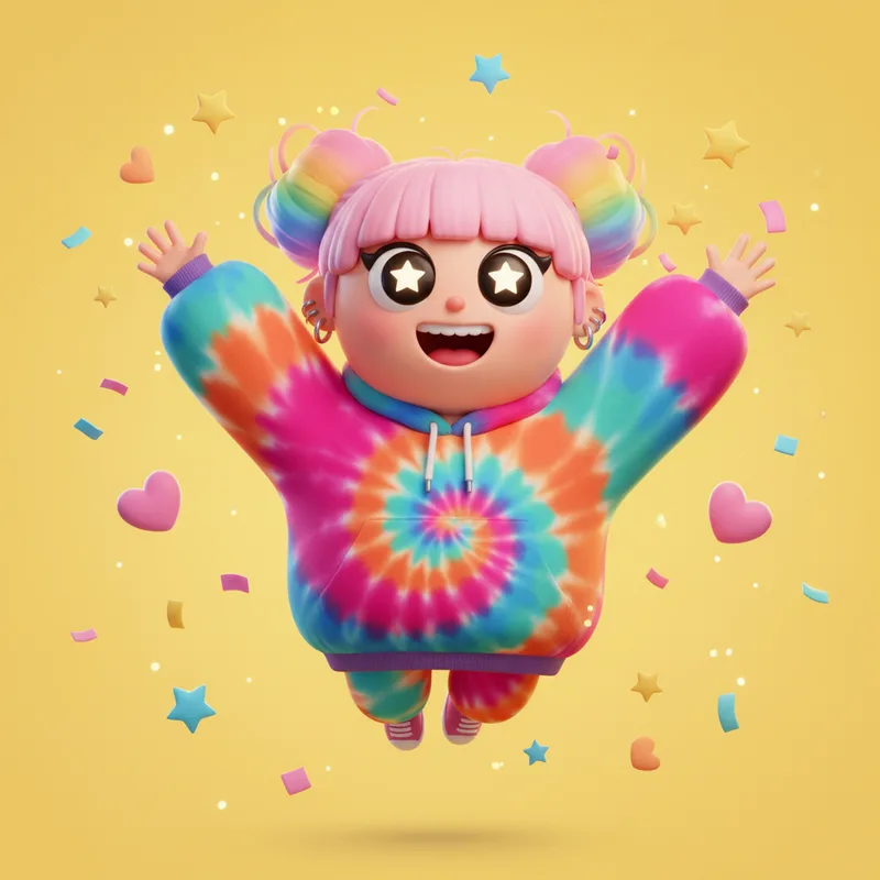 Hype bestie coach character cheering progress, ADHD-friendly focus extension