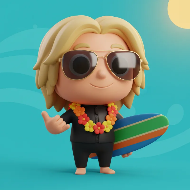 ZalipOff surfer coach character reminding you to take a real break instead of another Twitch stream